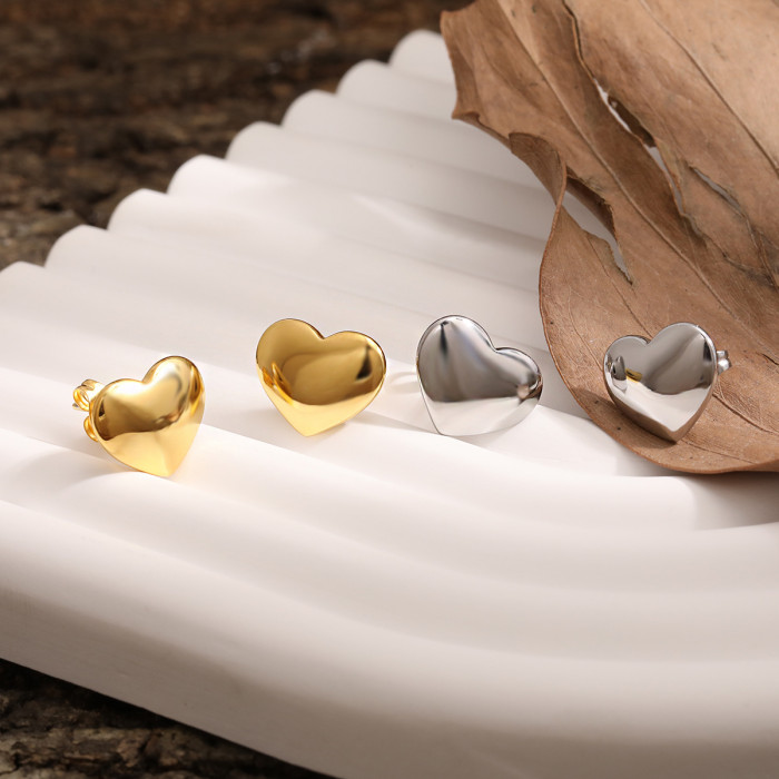 Fashion Exaggerated Curved Heart Stud Earrings Ins Style Niche High-end Titanium Steel PVD Gold Plated Earrings
