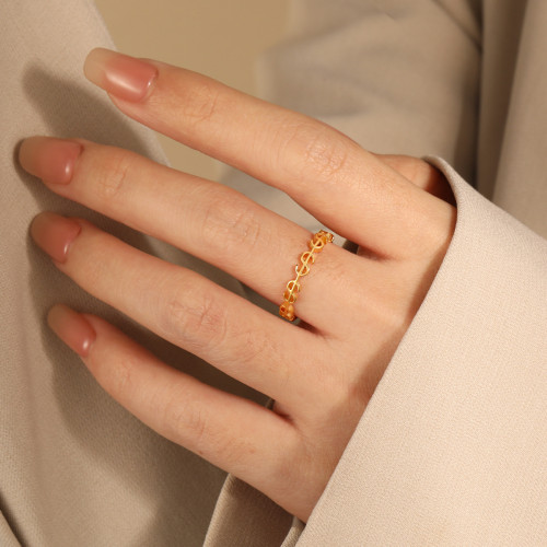 Minimalist Exquisite Gold Coin Dollar Sign Ring Lucky Design Creative Personality Titanium Steel Ring Jewelry