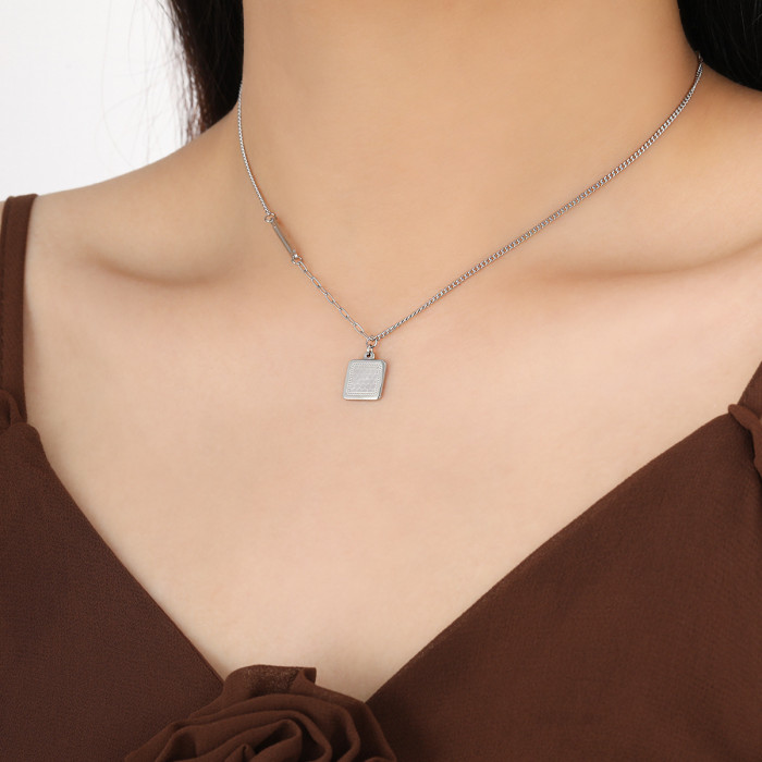 Korean Style New Ins Niche Simple Elegant Honeycomb Square Pendant Necklace for Women Fashionable Personality Light L...