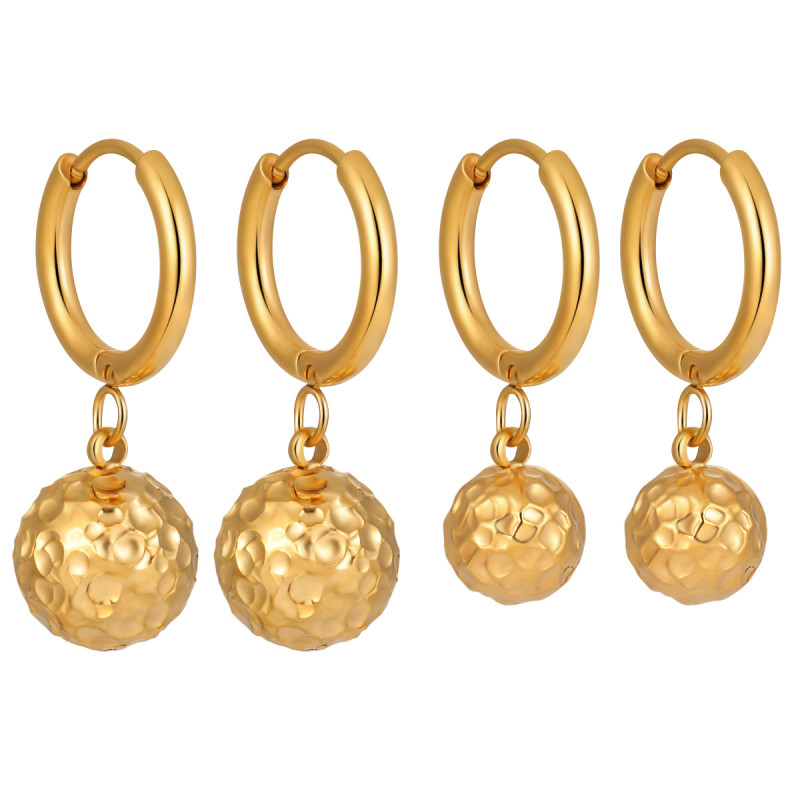 Fashion European and American Cross-Border New Irregular Hammer Pattern Earrings for Women, Unique Simple Gold-Plated Versatile Titanium Steel Ear Clips