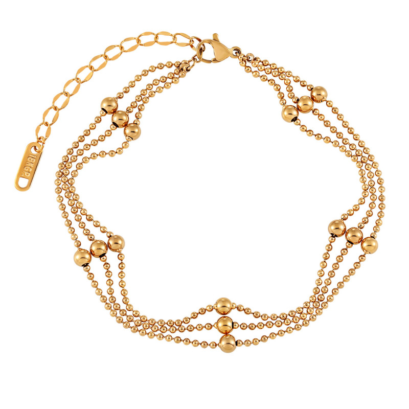 Korean Style Ins Simple Versatile Niche Round Bead Anklet for Women Fashionable Elegant Personality Gold-Plated Titanium Steel Foot Jewelry
