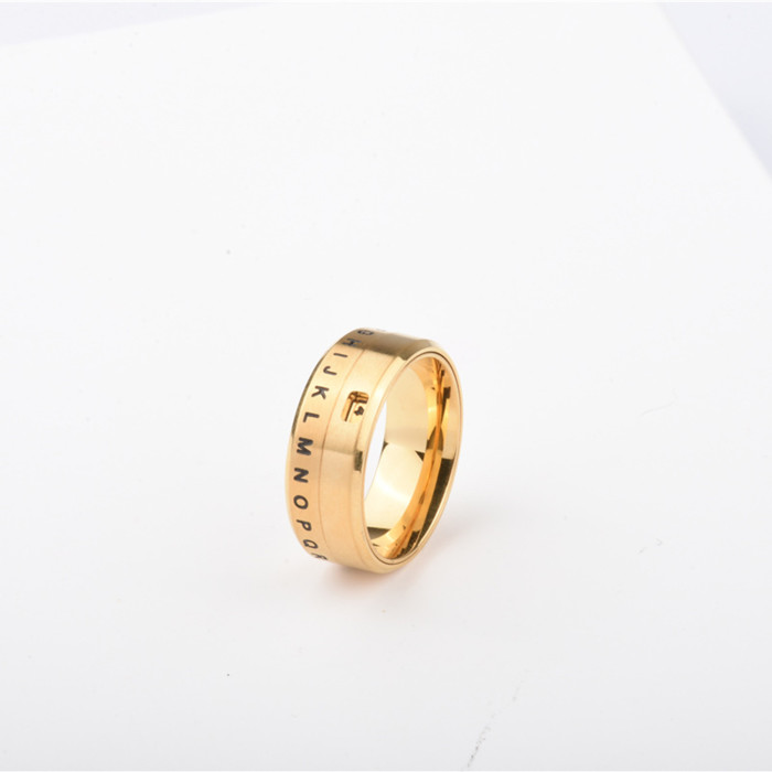 Rotatable Letter Couple Rings Trendy Cool Personality Hip-Hop Tail Ring Titanium Steel Non-Fading Stress Relief Trend...