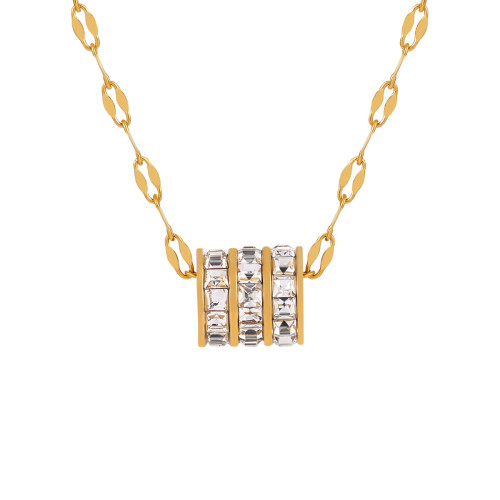 Korean Style Ins Niche New Light Luxury Three-Row Full Diamond Small Waist Necklace Fashionable Personality Gold-Plated Collarbone Chain