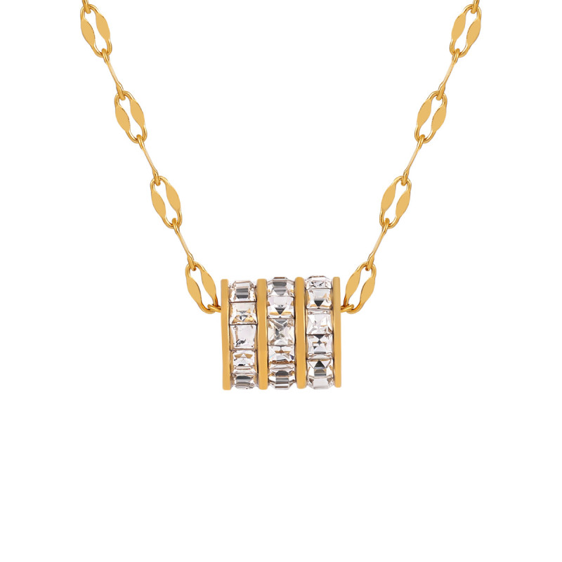 Korean Style Ins Niche New Light Luxury Three-Row Full Diamond Small Waist Necklace Fashionable Personality Gold-Plated Collarbone Chain