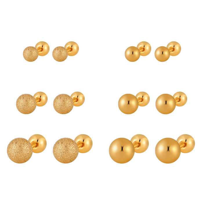 Korean Style Ins Niche Minimalist Multiple Layered Matte Glossy Bead Ear Bone Stud Fashionable Personality Titanium Steel Earrings