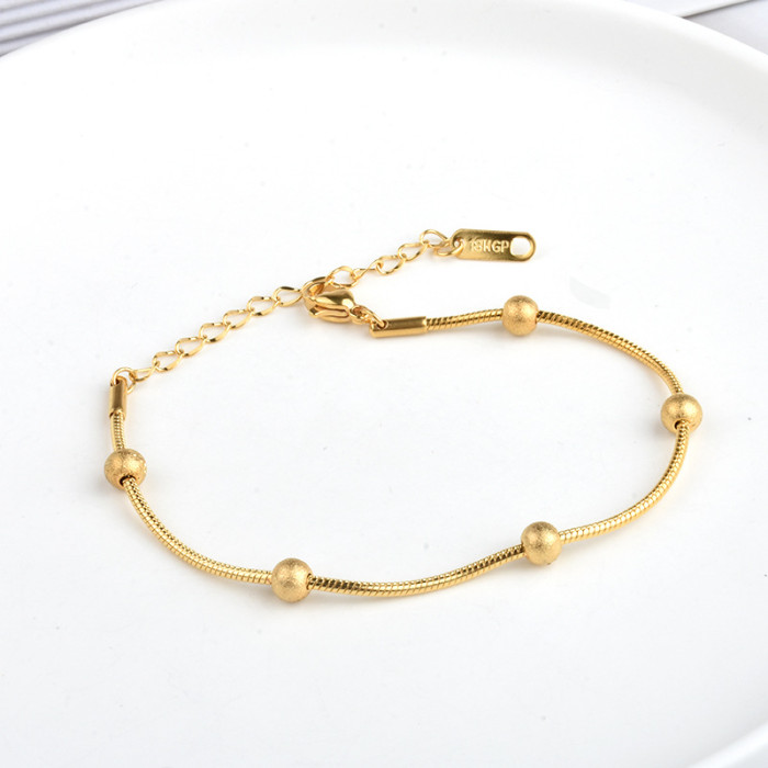 Japanese and Korean Minimalist INS Style High-End Titanium Steel Bead Bracelet for Women, Niche Solid Steel Bead Desi...