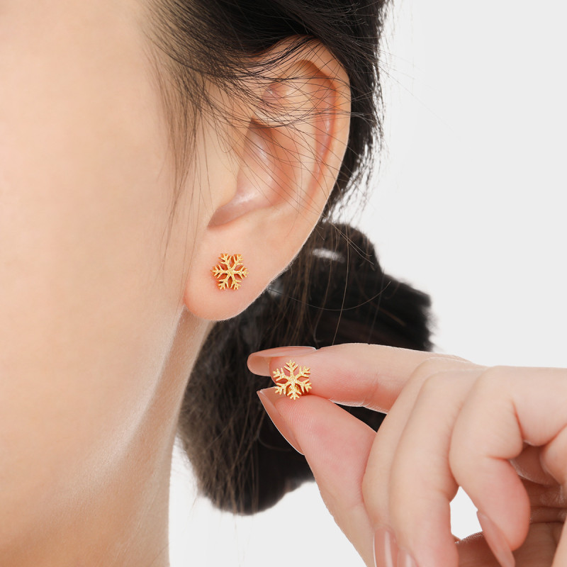 New Fashion Niche Simple Elegant Snowflake Ear Bone Studs for Women Korean Style Ins Personality Versatile Titanium Steel Earrings