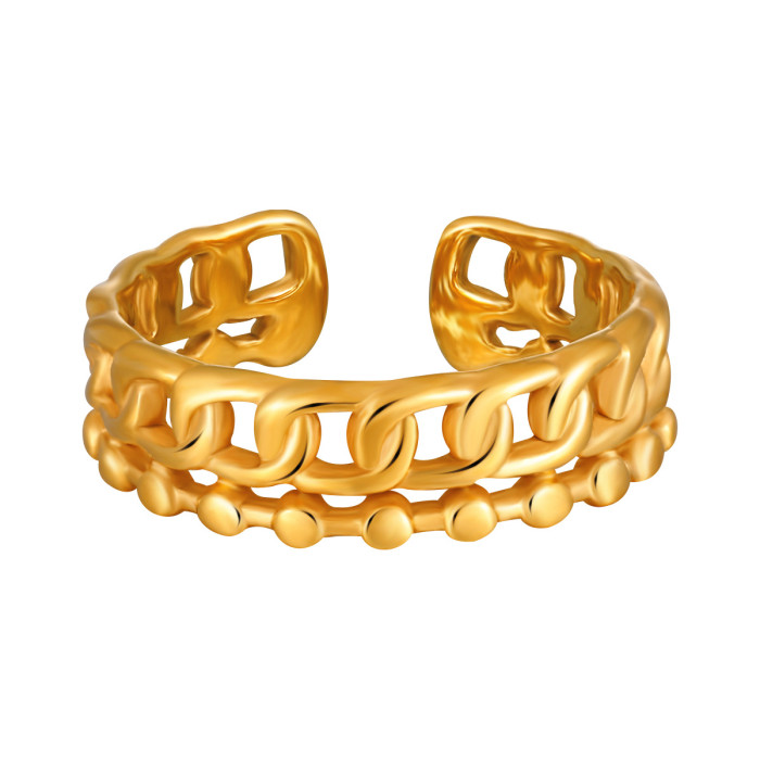 European and American INS Style New Fashion Stainless Steel Heart-Shaped Irregular Ring Gold-Plated Adjustable Ring Jewelry