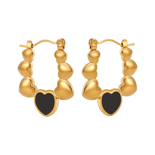 Fashion New Style Personality Korean Resin Heart Earrings for Women Elegant Versatile Ins Style Heart-shaped Gold-plated Titanium Steel Earrings