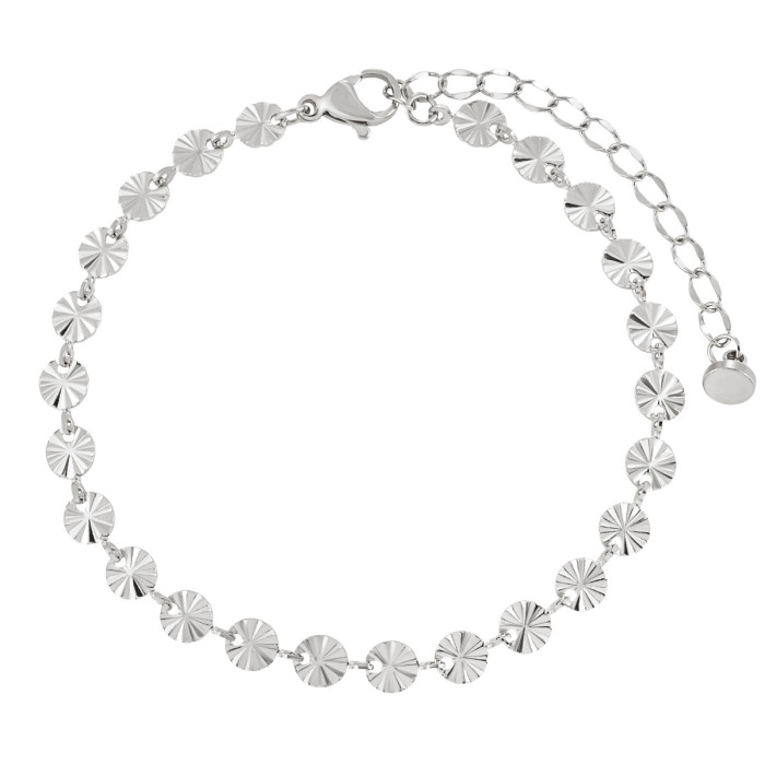 Korean Version Ins Niche High-end Sense Light Luxury Simple Versatile Embossed Pattern Round Titanium Steel Sunflower Sequin Bracelet for Women
