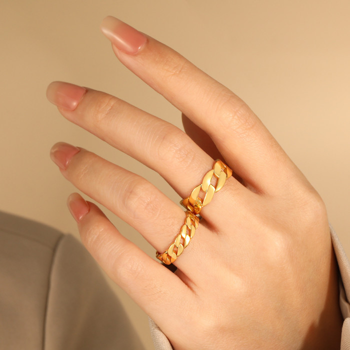 Chain Fashion Wide Version Smooth Ring Cuban Chain Titanium Steel Ring Trendy Unisex Minimalist Style Jewelry, Necklaces