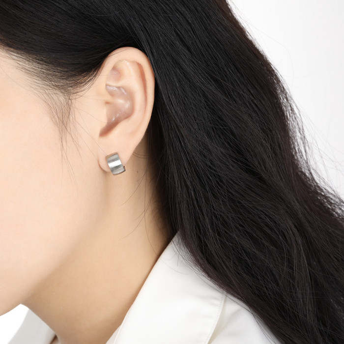Retro New Niche Minimalist Personality Brushed Earrings Fashion Personality Gold Plated Titanium Steel Earrings for W...