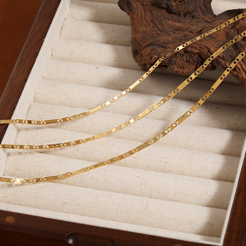 Fashion New European and American Cross-Border Simple Niche Hammered Japanese Chain Necklace for Women Personalized Gold-Plated Titanium Steel Collarbone Chain