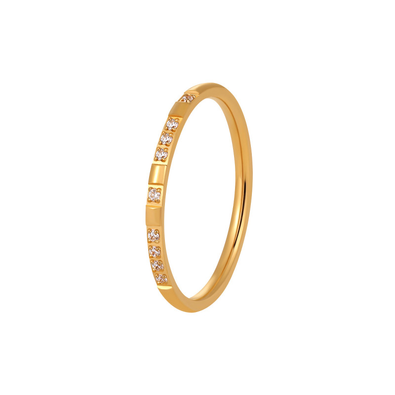 Korean Style Fashion Simple Lifetime Nine Stone Spacer Inlaid Diamond Ring for Women Personalized Gold-Plated Titanium Steel Index Finger Ring