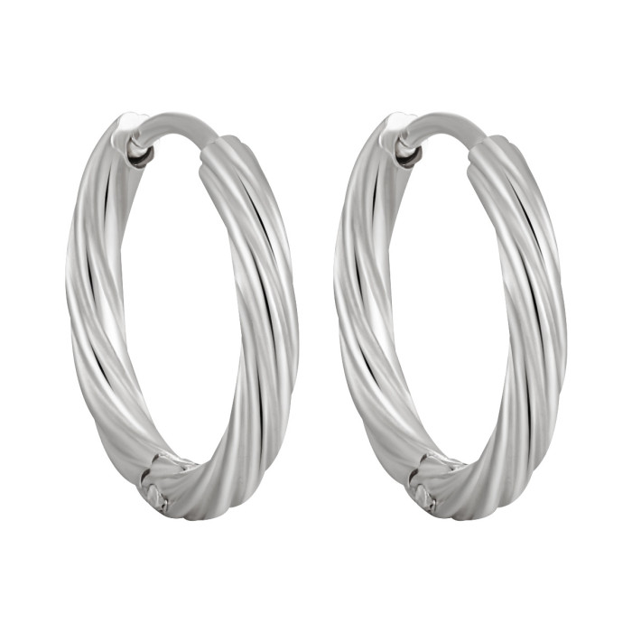 INS Style Twisted Line Earrings for Women, Niche Design, Simple Fashionable Elegant High-End Titanium Steel Earrings