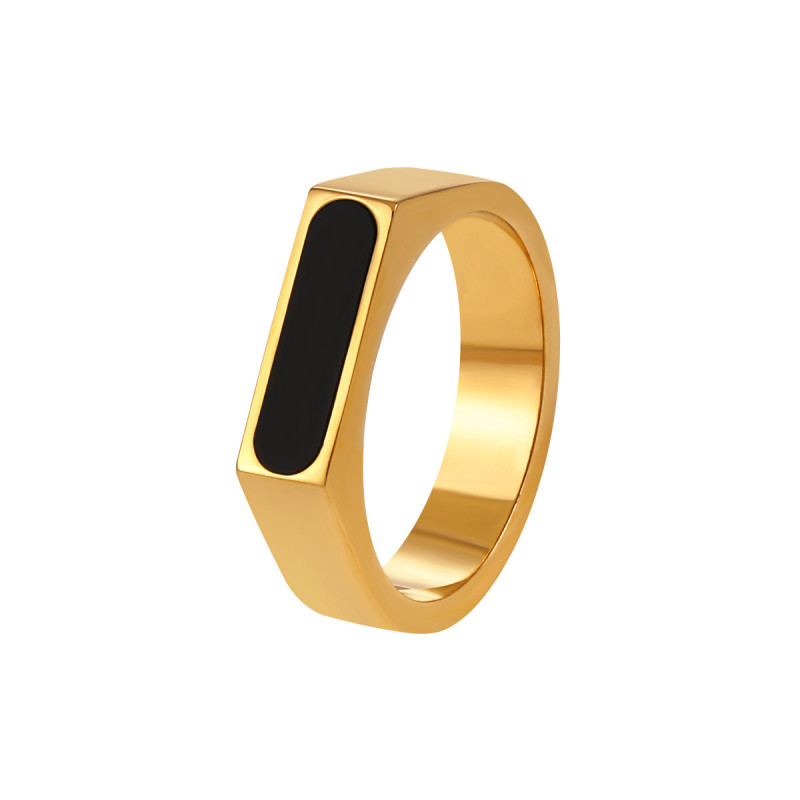 New Niche Retro Palace Style Acrylic Geometric Square Ring for Women Fashionable Personality Titanium Steel Index Finger Ring