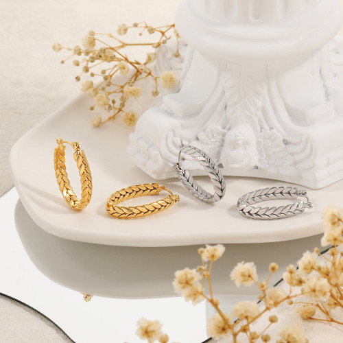 European and American New Style Elegant Niche INS Stainless Steel Wheat Spike Earrings for Women Fashionable Personality Titanium Steel Earrings