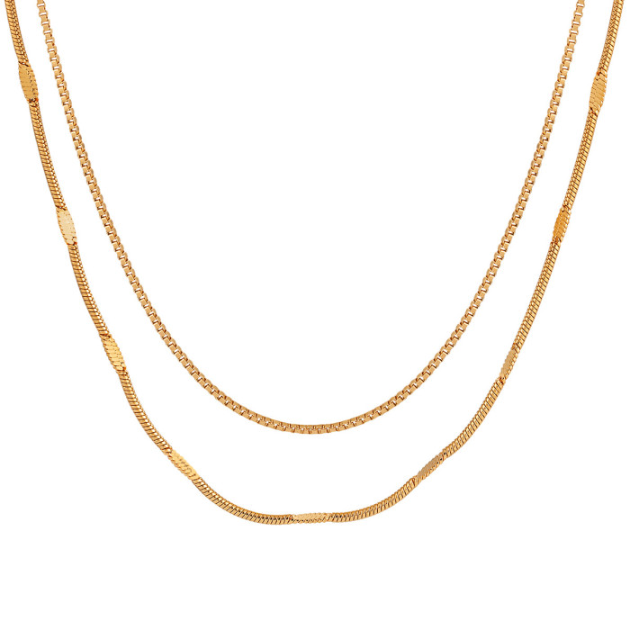 1mm Box Chain 1.2 Round Snake Flat Chain Fashionable Unique Niche Ins Style Lobster Clasp Titanium Steel Collarbone C...