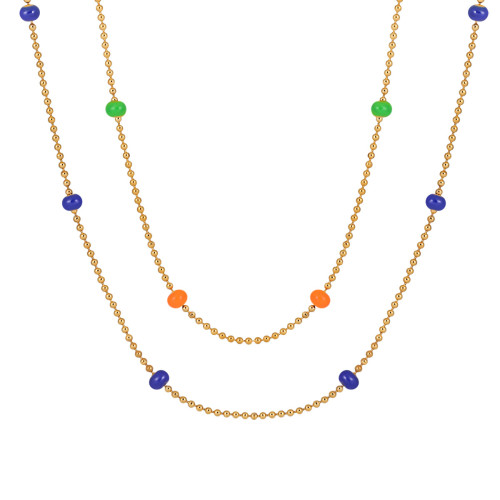 French Retro Bohemian Style Simple Colorful Bead Resin Necklace for Women Fashionable Personality Titanium Steel Collarbone Chain