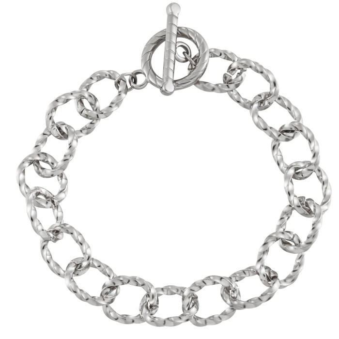 INS Style Fashion Simple OT Buckle Titanium Steel Bracelet for Women Embossed Chain PVD Gold Plated Niche Jewelry, Ne...