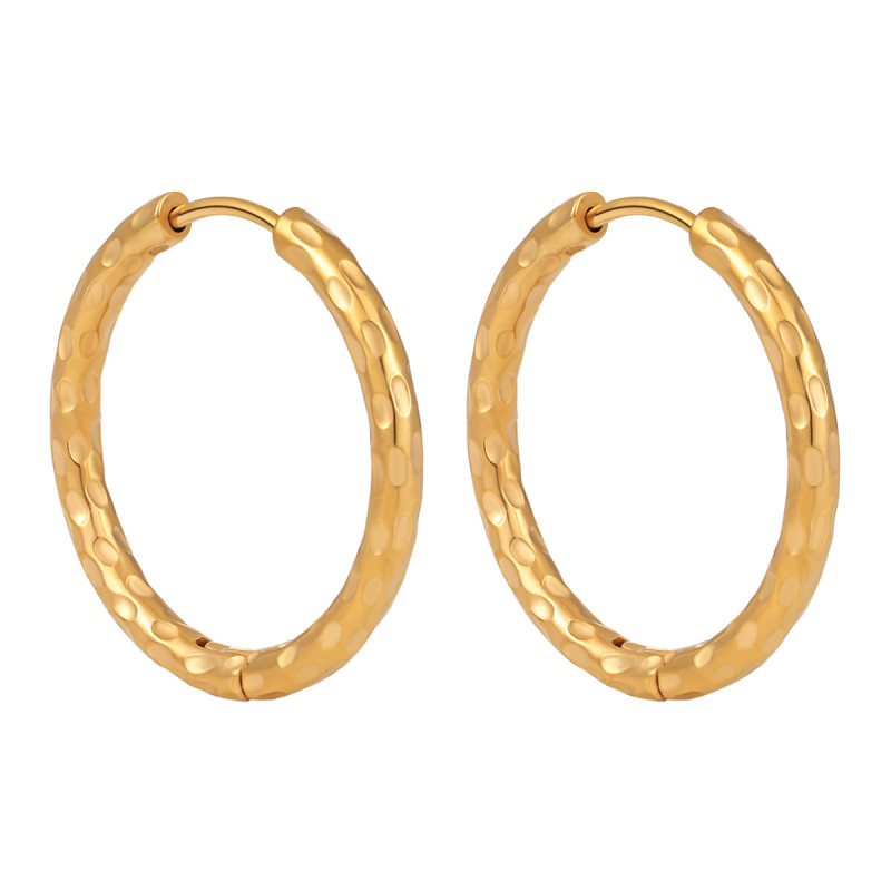 Korean Style Ins New Niche Design Hammer Pattern Earrings for Women Fashion High-end Personality Versatile Titanium Steel Earrings