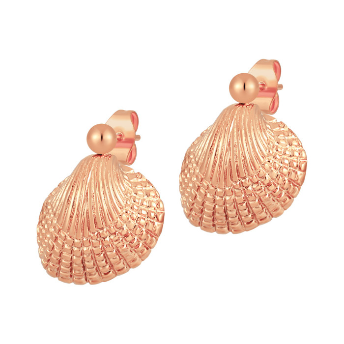 New Style Three-Dimensional Creative Ocean Shell Personality Fashion Niche High-End Earrings Beach Ins Style Stud Ear...
