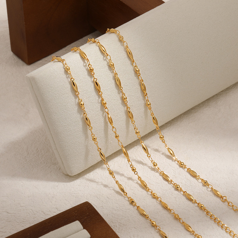 Korean Style New Niche Ins Spliced Round Ball Bead Bracelet Fashionable Personality High-end Titanium Steel Collarbone Necklace