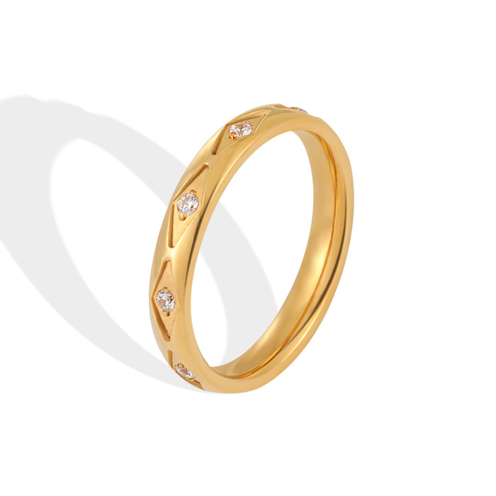 European and American Cross-Border New Niche Ins Fashion Geometric Rhombus Nine-Diamond Titanium Steel Ring for Women Personalized Ring