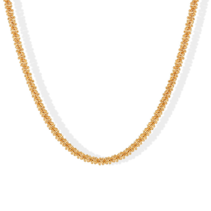 High-End Ins Style Simple Plain Chain Titanium Steel Electroplated Silver Starry Sky Chain M Buckle Necklace for Women Sparkling Collarbone