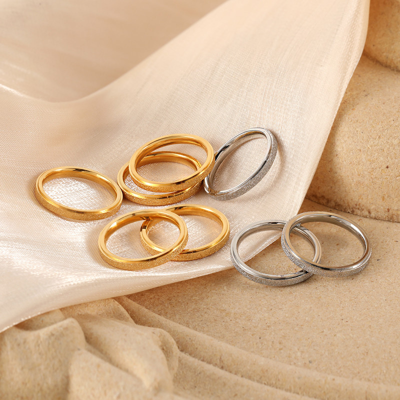 High-Quality Ins Niche Design Minimalist Matte Ring for Women Fashionable Personality Versatile Gold-Plated Titanium Steel Index Finger Ring