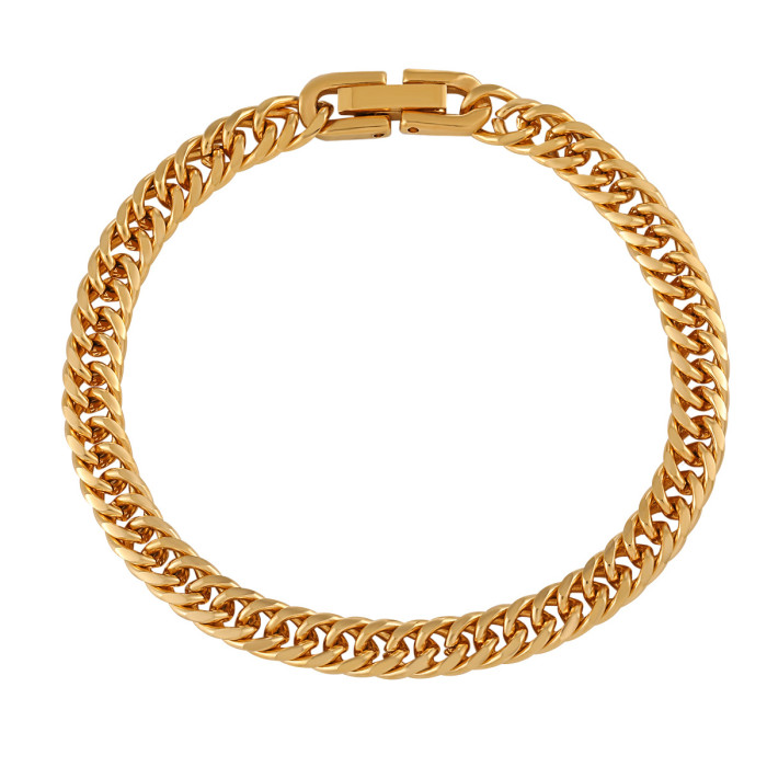 Fashion Niche Round Polished Jewelry Clasp Cuban Chain Titanium Steel Bracelet Punk Personality High-End Hand Jewelry...