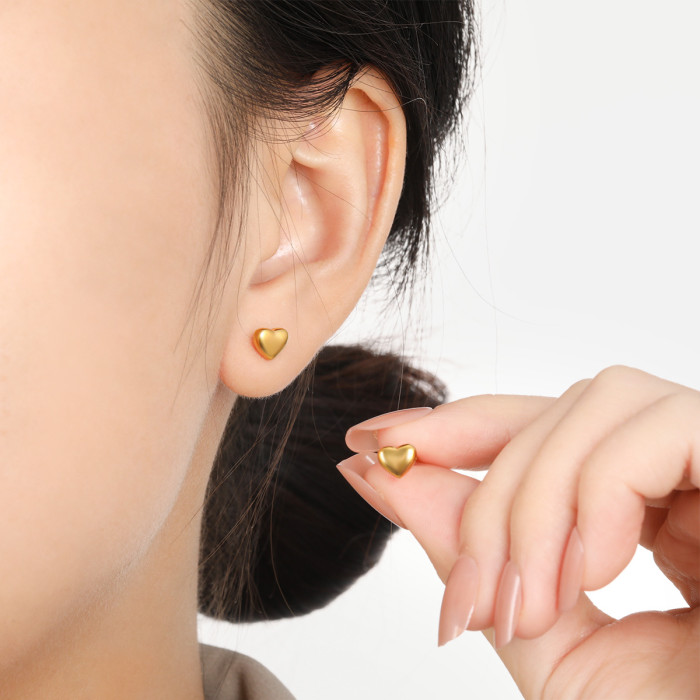 Korean Style Ins Style Niche Minimalist Elegant Heart Ear Bone Studs Women's Fashion Personality Versatile Heart-Shap...