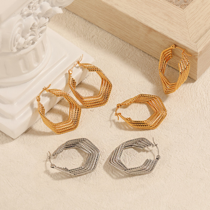 Korean New Niche Simple Elegant Versatile Woven Thread Earrings Fashionable Personality High-end Gold Plated Titanium...