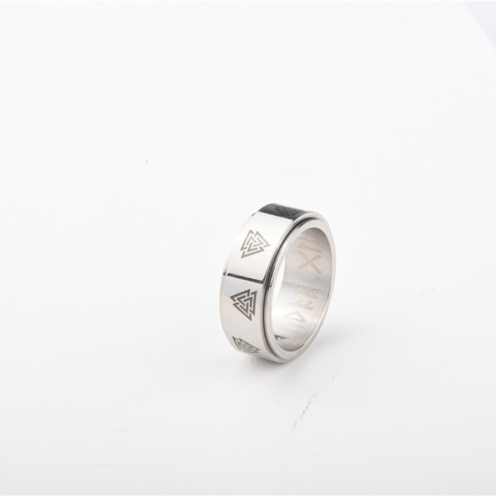 New Korean Style Viking Symbol Rotatable Ring Simple Versatile Elegant Design Stress Relief Titanium Steel Unisex Ring