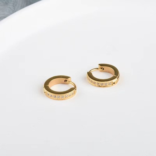 European and American INS Minimalist Style CNC 8 Stone Earrings for Women Elegant Simple Ear Clips Stainless Steel Zircon Ear Clips Ear Clips
