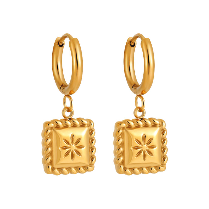European and American New Fashion Personality Eight-Pointed Star Earrings High-End Ins Style Niche Temperament Stainless Steel Gold-Plated Ear Jewelry