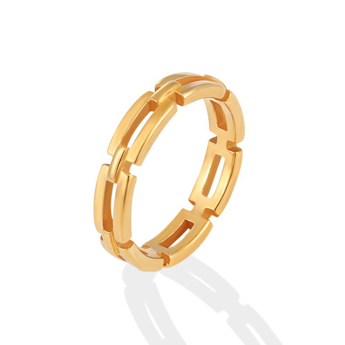 European and American Cross-Border Hot Sale Hollow Rectangular Geometric Chain Ring Niche Simple Fashion Versatile Titanium Steel Ring Jewelry