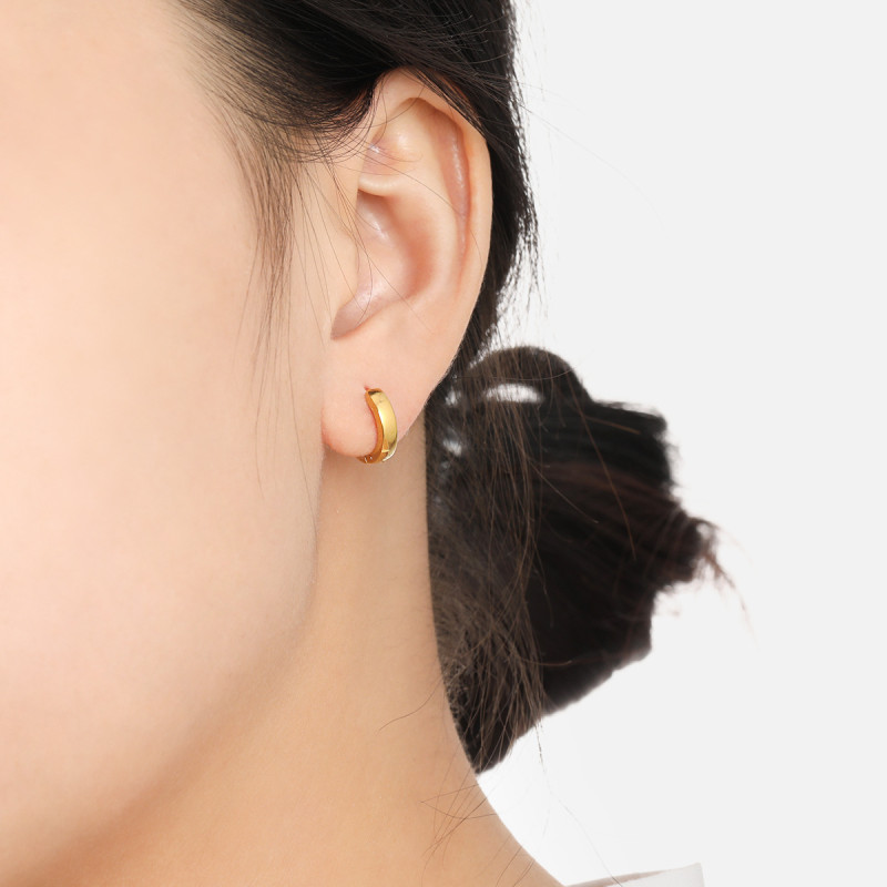 European and American Cross-Border Hot Selling Stainless Steel 3*9 Smooth Curved Earrings Fashionable Personality Simple High-End Titanium Steel Earrings