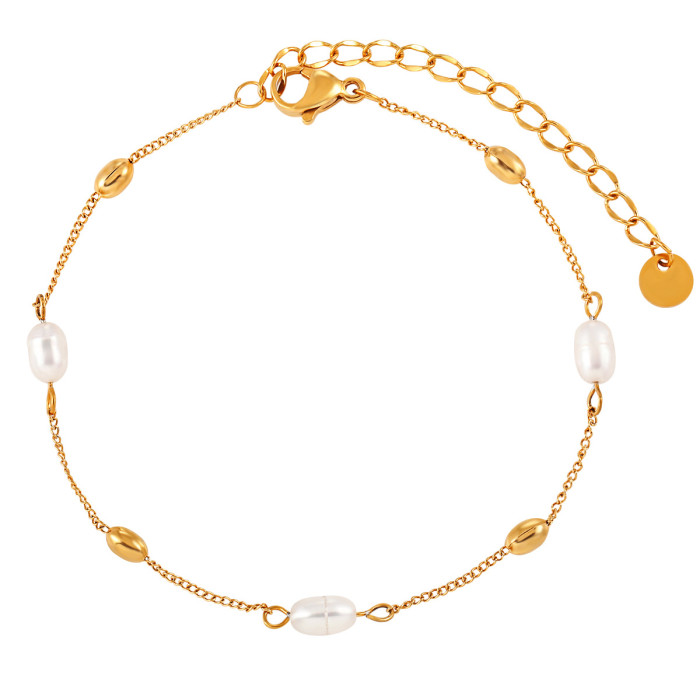 New Titanium Steel Ocean Series Pearl Conch Pendant Bracelet Dolphin Gold Plated Ins Style Trendy Jewelry, Necklaces