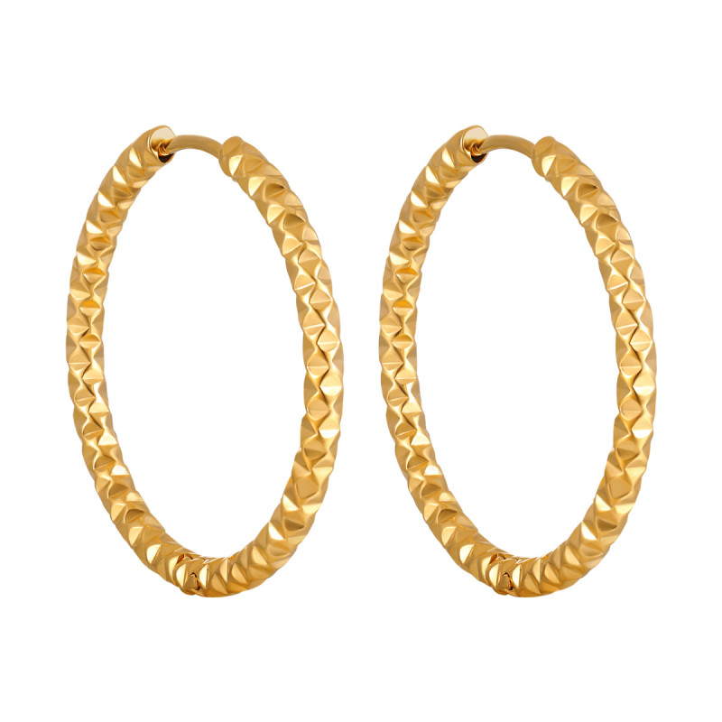 European and American Cross-Border New Style Water Chestnut Pattern Starry Sky Earrings for Women, Fashionable Face-Slimming Exaggerated Titanium Steel Earrings