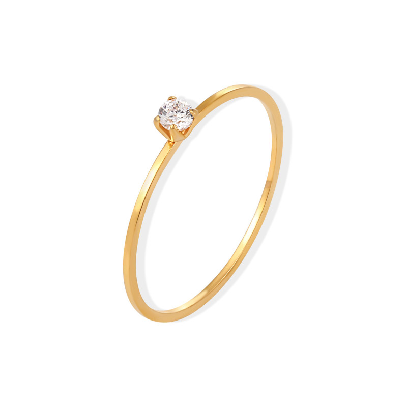Korean Style Niche Design INS Temperament Four-Prong Single Diamond Stacking Ring for Women Fashionable Personality Versatile Index Finger Ring