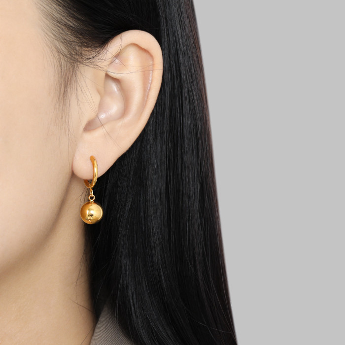 European and American Cross-Border INS Style Fashion New Simple 10mm Smooth Matte Round Bead Earrings Fashion Titanium Steel Ear Clips