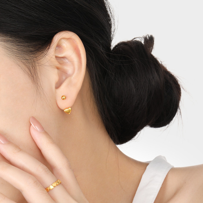 Korean Style Ins Sweet Niche Minimalist Heart U-Shaped Ear Bone Studs Women Fashion Personality High-End Titanium Ste...
