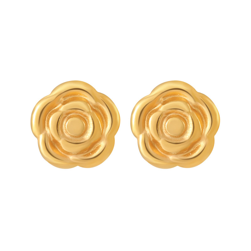 Korean Style Ins Niche Design Rose Flower Gold-Plated Titanium Steel Ear Bone Studs Women's Fashion Personality Versatile Ear Jewelry