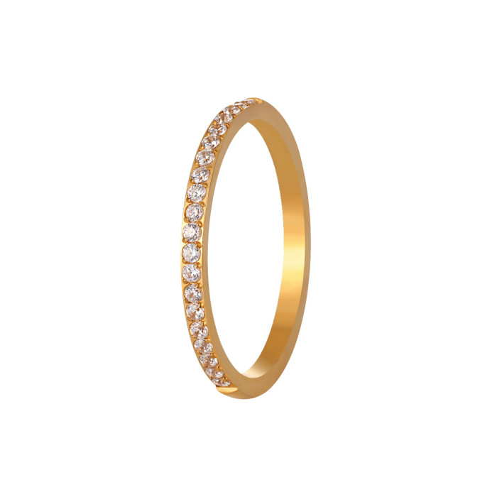 Korean Style Light Luxury Half Circle CNC Inlaid Stone Fashion Ring Niche Personality Simple Versatile High-end Titan...