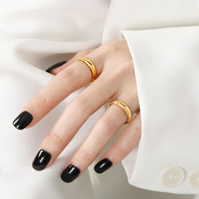 Korean Style New Ins Niche Simple Smooth Titanium Steel Ring for Women Fashionable Personality Stackable Index Finger Ring