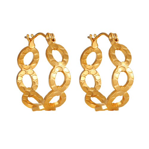 Korean Style New Niche Elegant Simple Hollow Geometric Round Texture Earrings High-end Gold-plated Titanium Steel Earrings