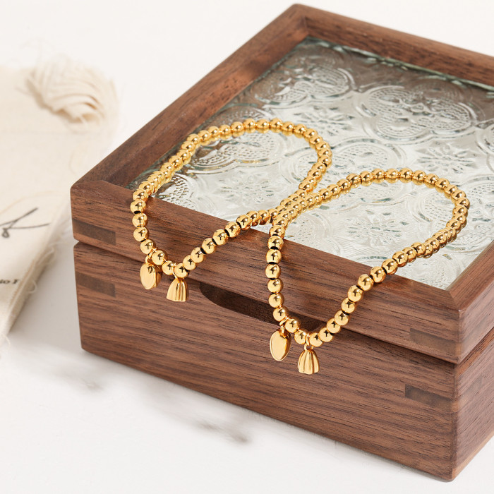 Two Worlds of Happiness Lotus Pod Titanium Steel Bracelet Ancient Method Inheritance Lotus Seed Steel Bead Elastic Br...