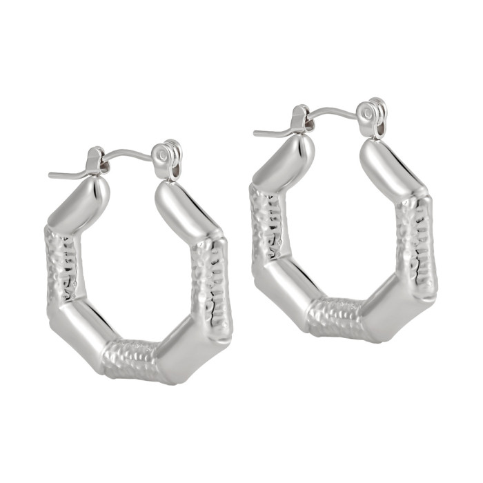 Fashion Stainless Steel Earrings Personality Trendy Geometric Irregular Personality Texture High-End Titanium Steel E...