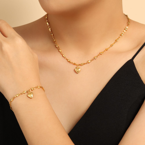 Five-Pointed Star Heart Bracelet Five-Pointed Star Heart Necklace Fashion Korean Version Simple Personality Titanium Steel Jewelry
